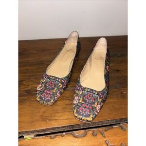 Ann Mashburn Buckle Floral Print Heel Sz 37